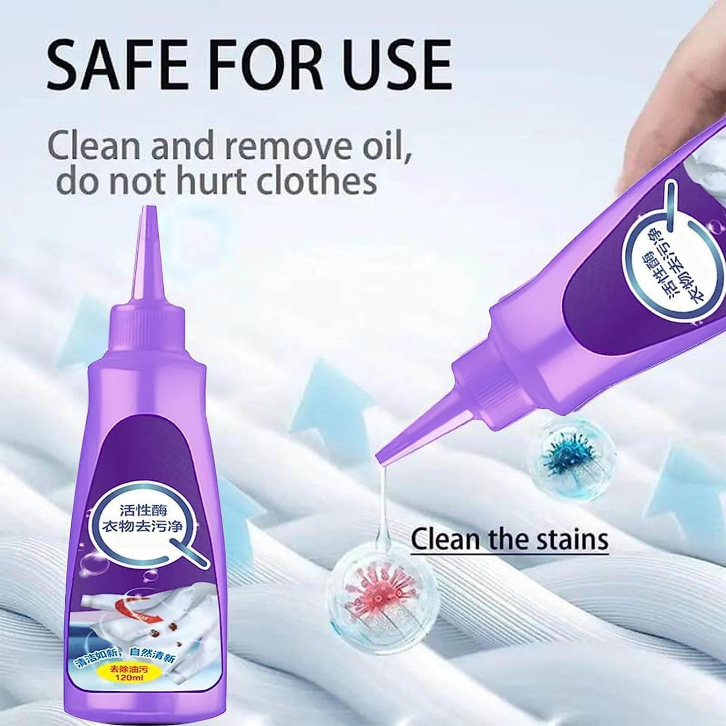 All color Stain Remover for Clothes,Active Enzyme Laundry Stain Remover | Multi-Purpose Roll Bead Fabric Clothes Stain Remover for Cotton, Linen, Polyester, Blended Fabric (120 ML)