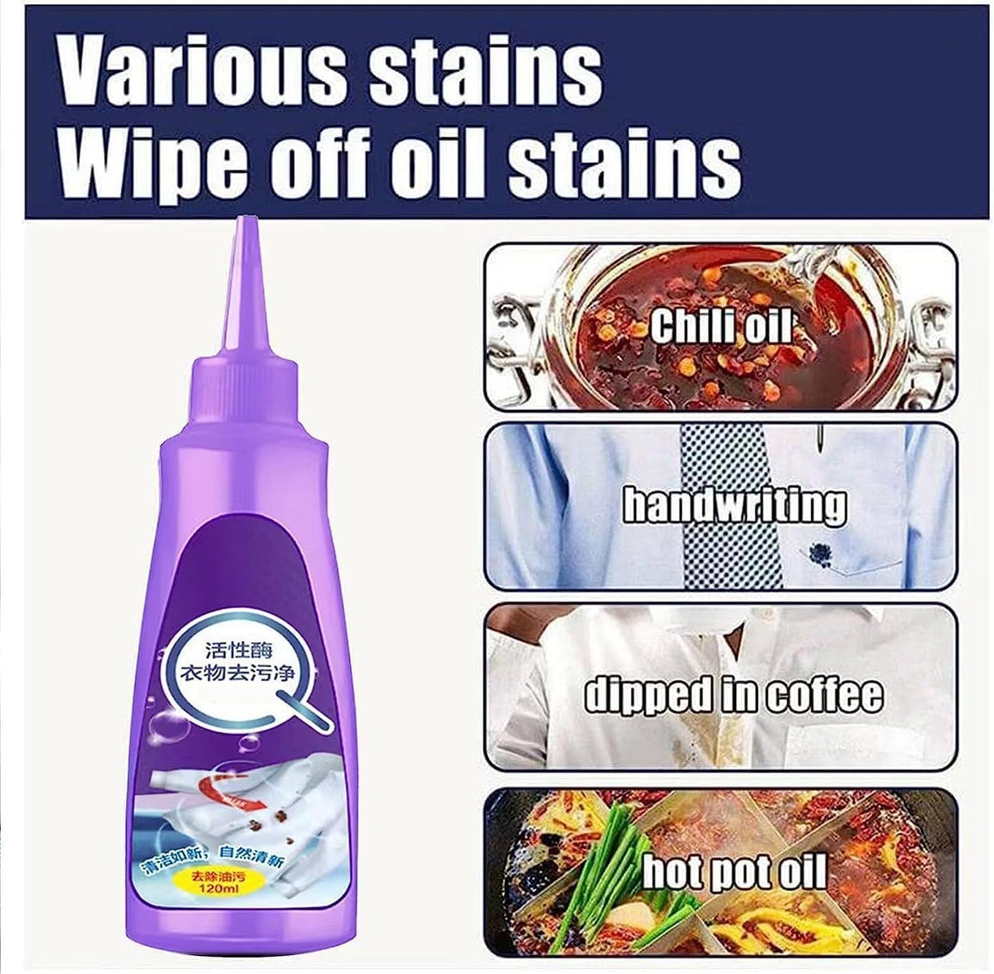 All color Stain Remover for Clothes,Active Enzyme Laundry Stain Remover | Multi-Purpose Roll Bead Fabric Clothes Stain Remover for Cotton, Linen, Polyester, Blended Fabric (120 ML)